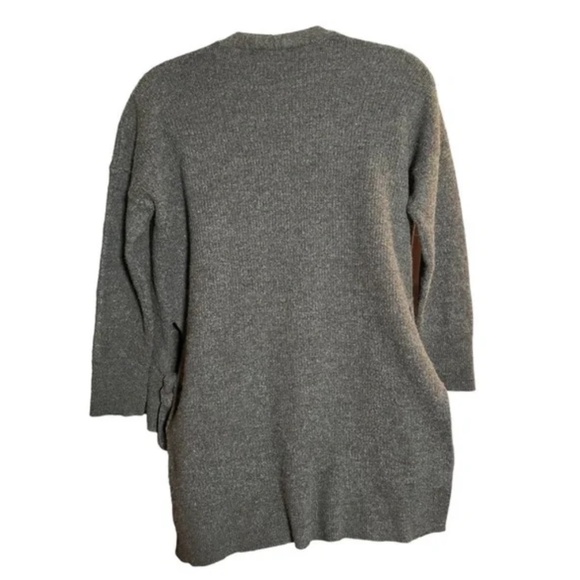 CYNTHIA Rowley Grey Extrafine Merino Wool Cardigan With Side Ties 3/4 sleeves - Picture 3 of 6